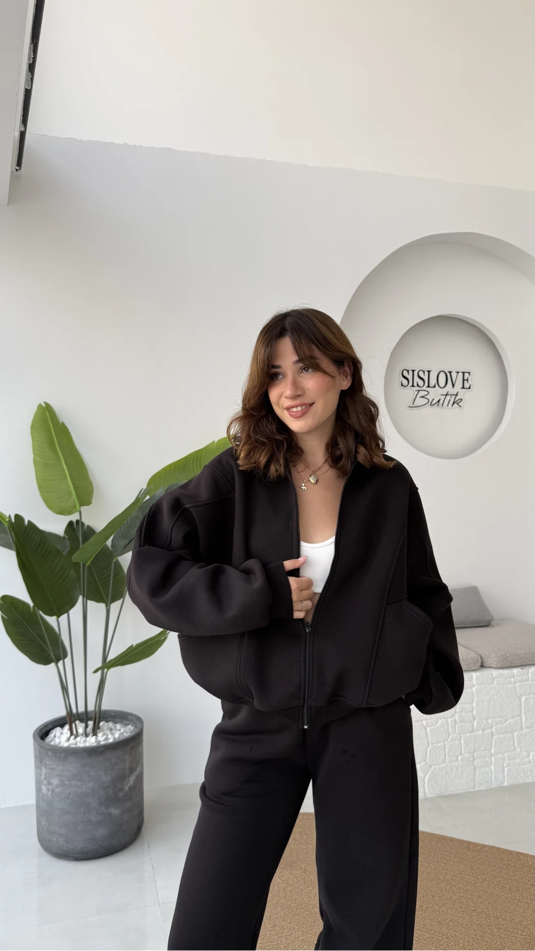 3 İplik Şardonlu Parçalı Eşofman Takımı - Siyah - Kod: 4537