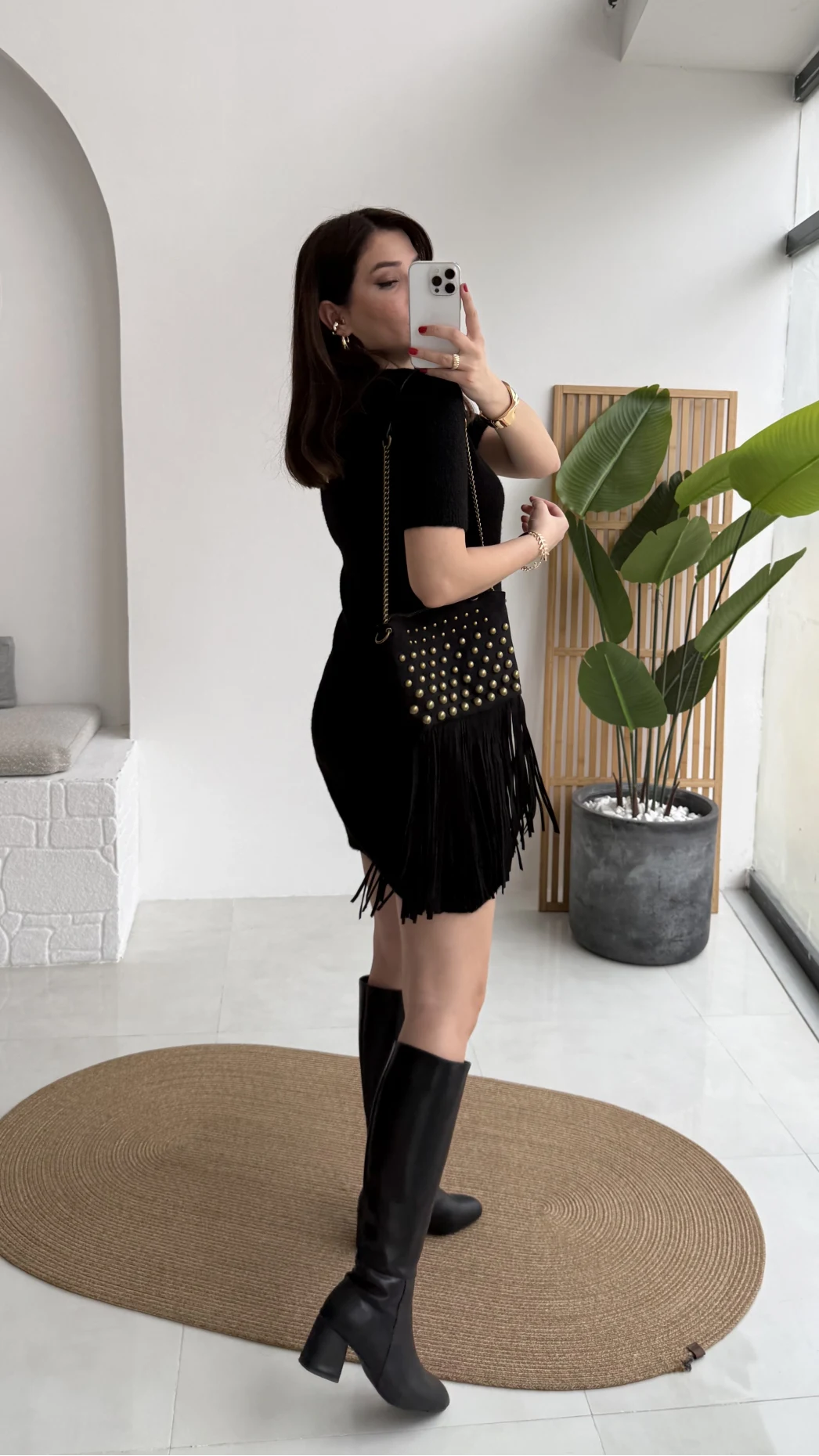 Ingrid Yarım Kol Mini Elbise - Siyah - Kod: 90257