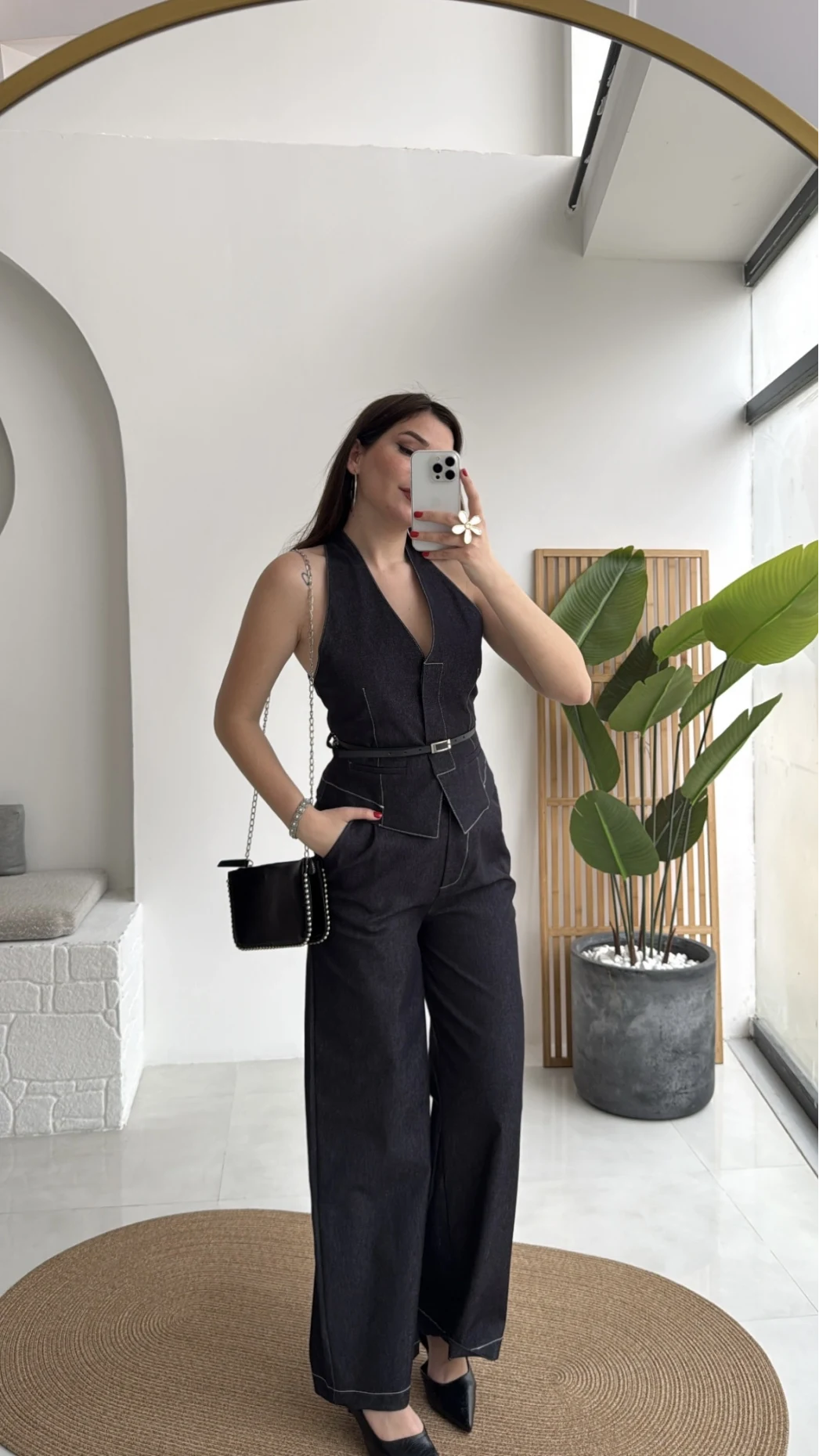 Reyna Kemerli Yelek Takım - Denim Mavisi - Kod: 8919