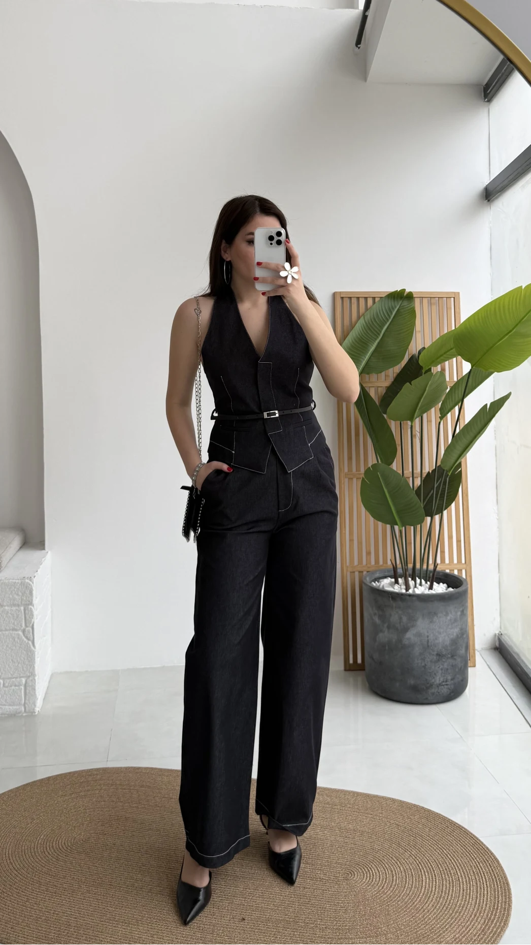 Reyna Kemerli Yelek Takım - Denim Mavisi - Kod: 8919