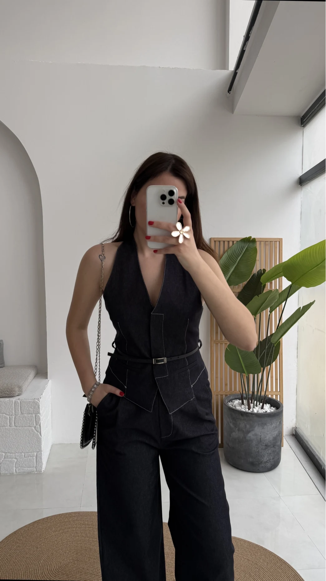 Reyna Kemerli Yelek Takım - Denim Mavisi - Kod: 8919