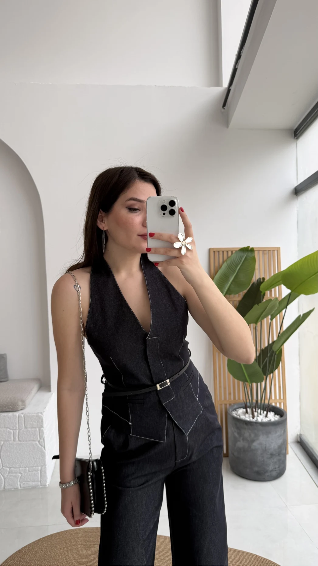 Reyna Kemerli Yelek Takım - Denim Mavisi - Kod: 8919