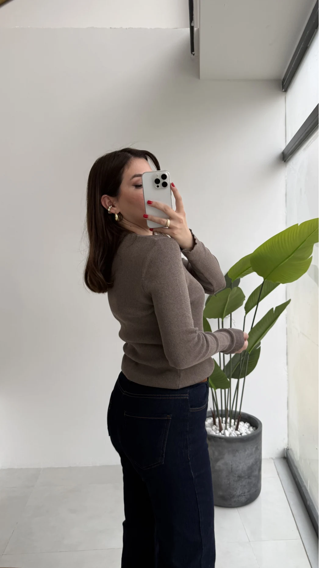 Lyssa V Yaka Çıtçıtlı Triko Kazak - Vizon