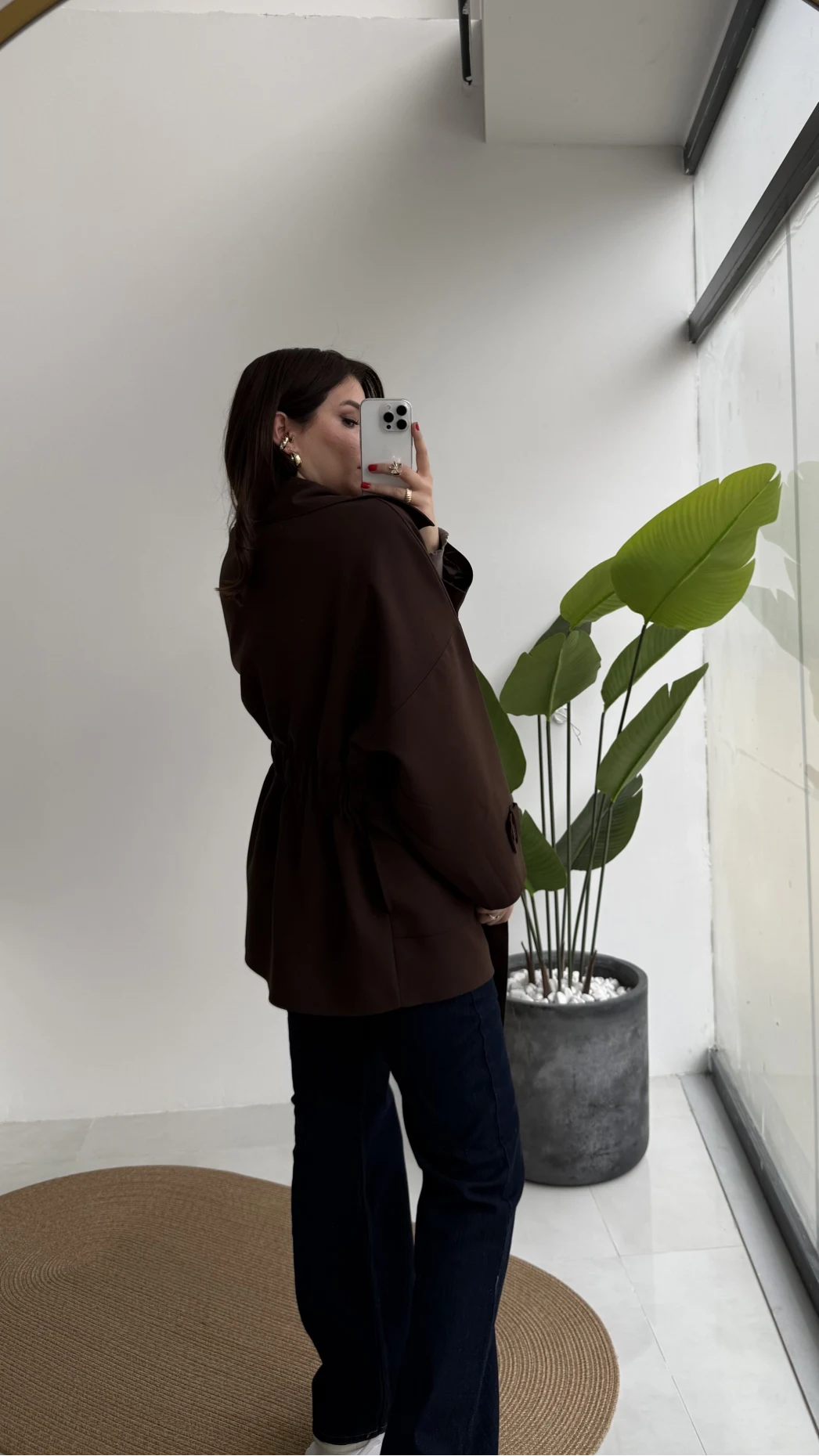 Andres Kemerli Dökümlü Trenç - Acı Kahve - Kod: 7658