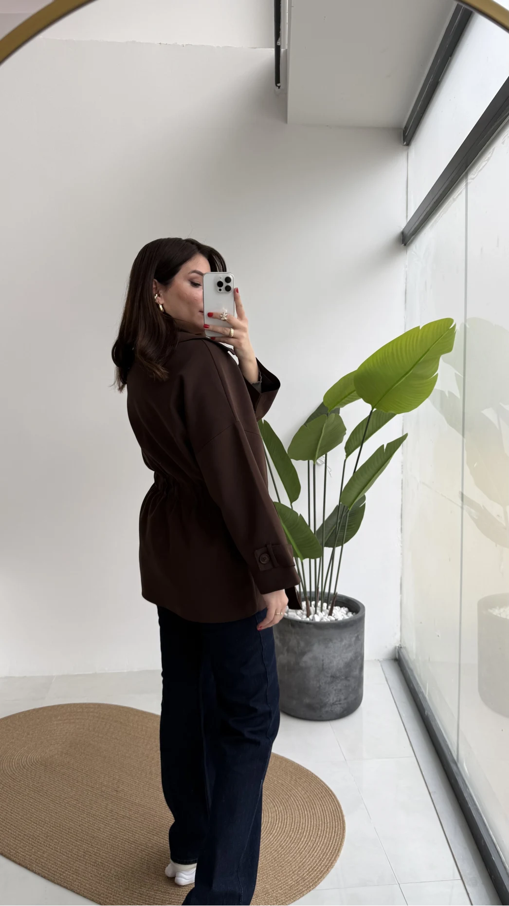 Andres Kemerli Dökümlü Trenç - Acı Kahve - Kod: 7658