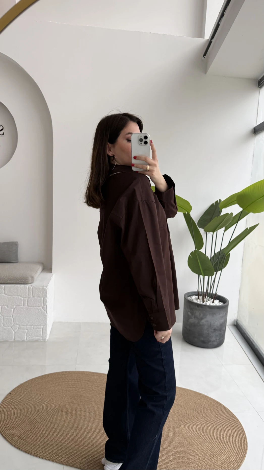 Claire Fularlı Gömlek - Acı Kahve - Kod: 5427