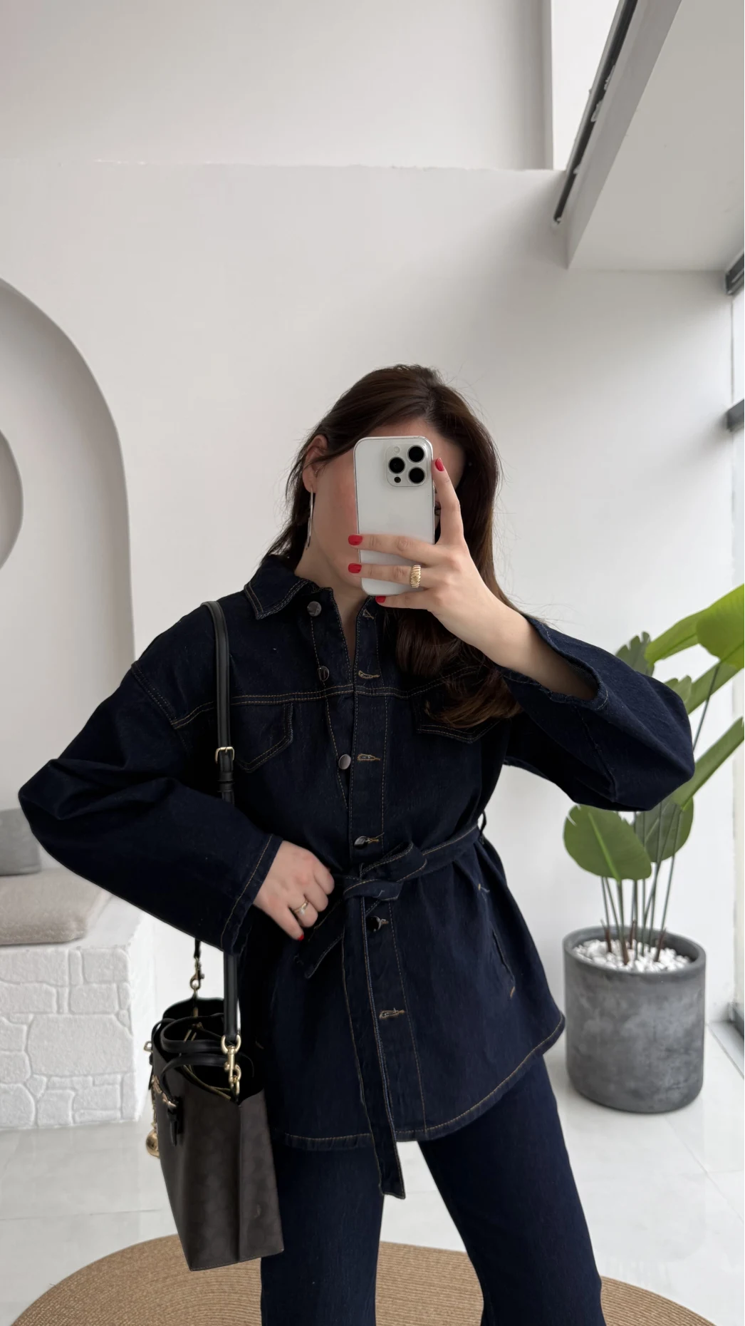 Rusty Lacivert Kuşaklı Denim Takım