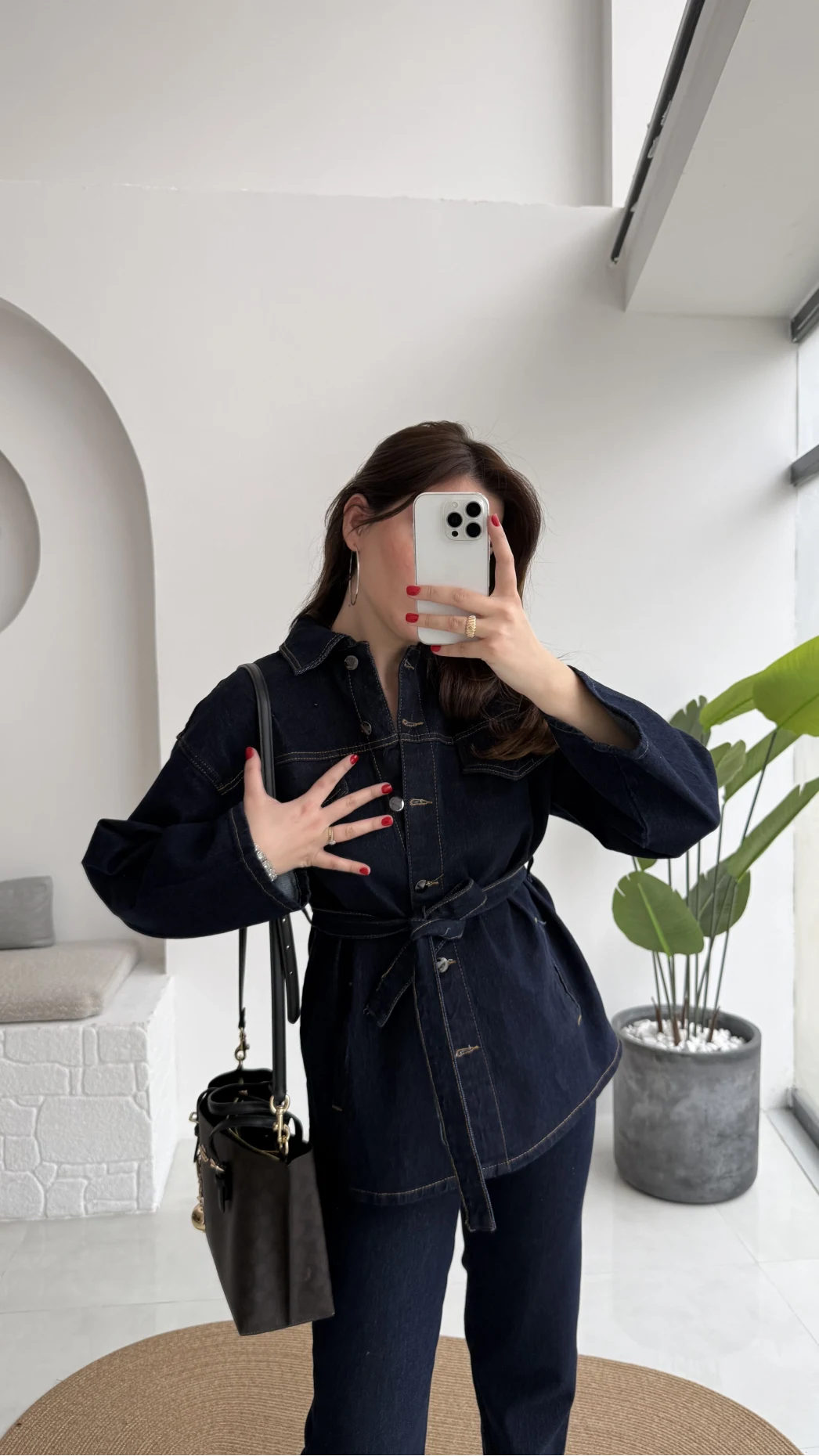 Rusty Lacivert Kuşaklı Denim Takım