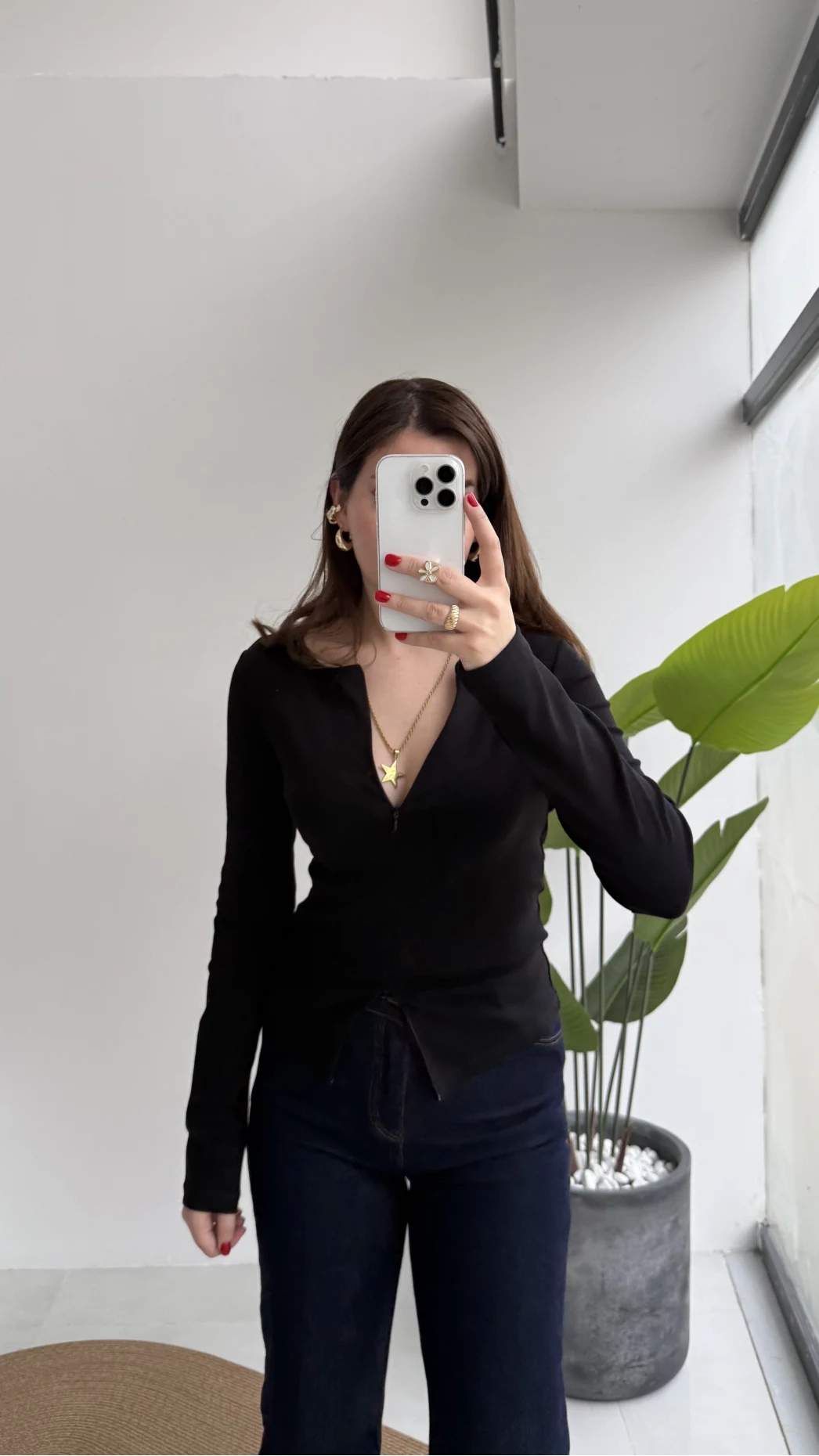 Granny Fermuar Detaylı Uzun Kollu Bluz - Siyah - Kod: 31993