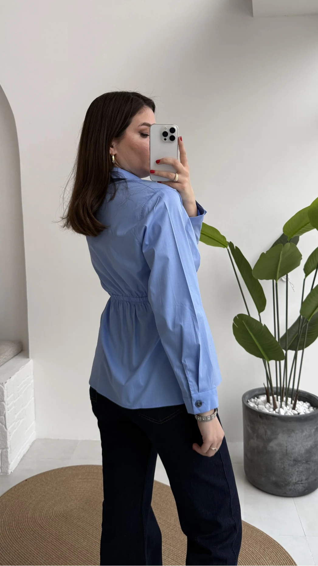 Coquette Pile Detay Düğmeli Gömlek - Mavi - Kod: 5426