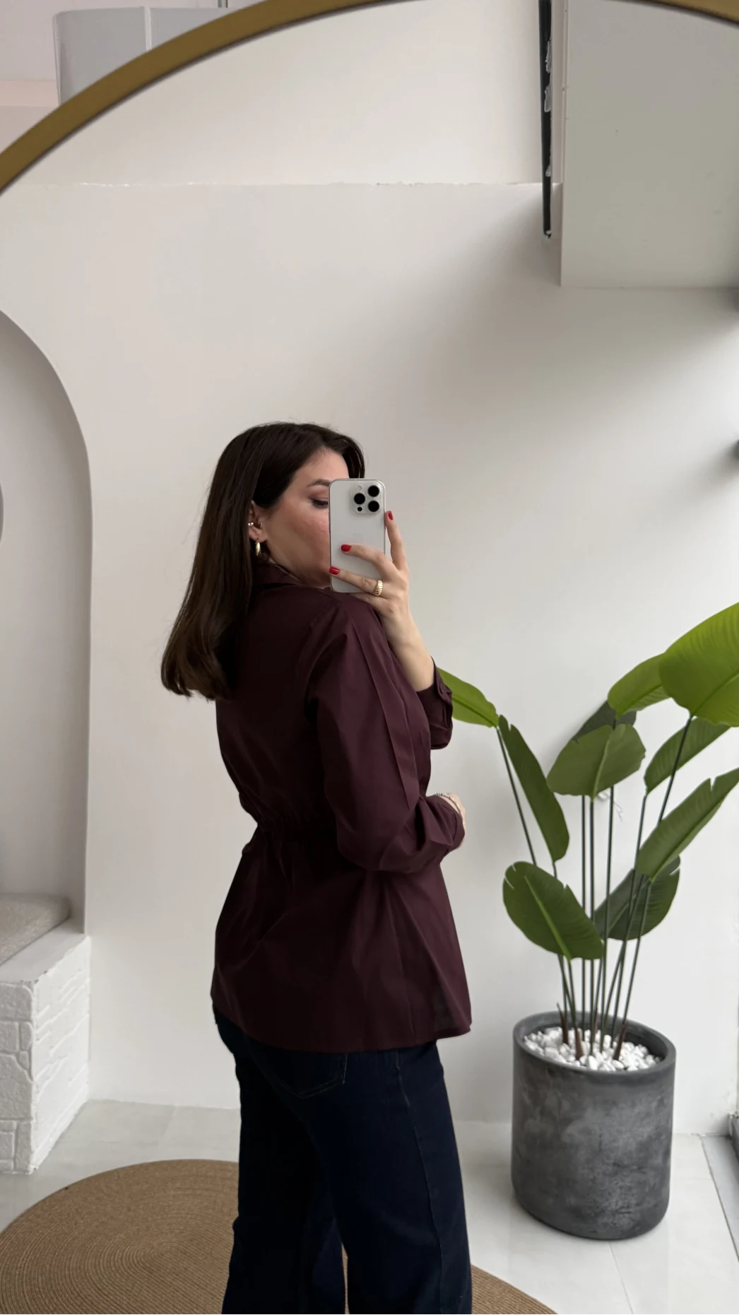 Coquette Pile Detay Düğmeli Kısa Bluz - Mürdüm - Kod: 5426