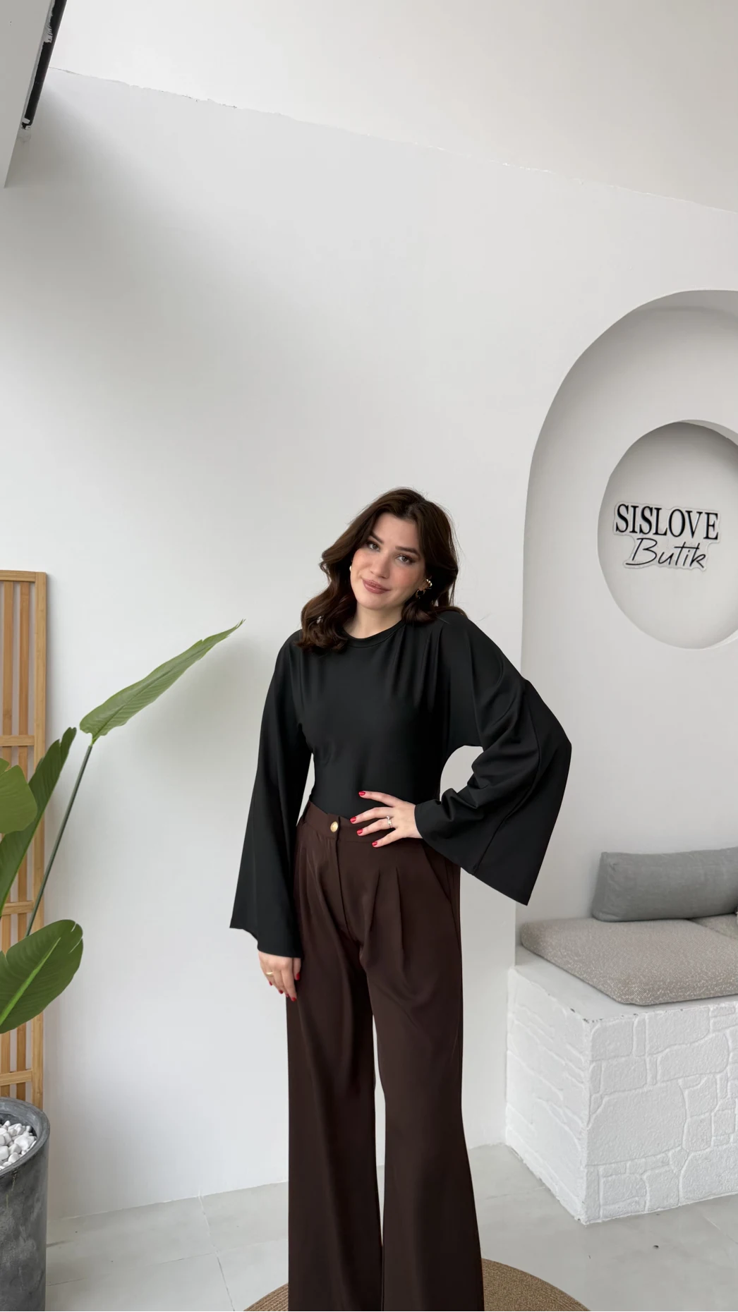 Marıs Yarasa Kol Crop Bluz - Siyah - Kod: 9128