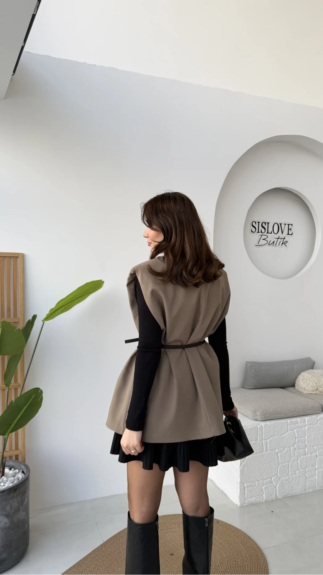 Floria Vatkalı Kemerli Yelek - Haki - Kod: 7449