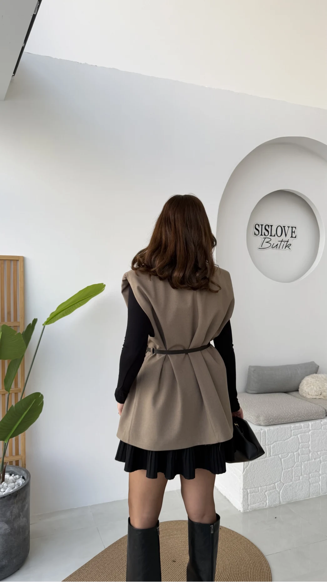 Floria Vatkalı Kemerli Yelek - Haki - Kod: 7449