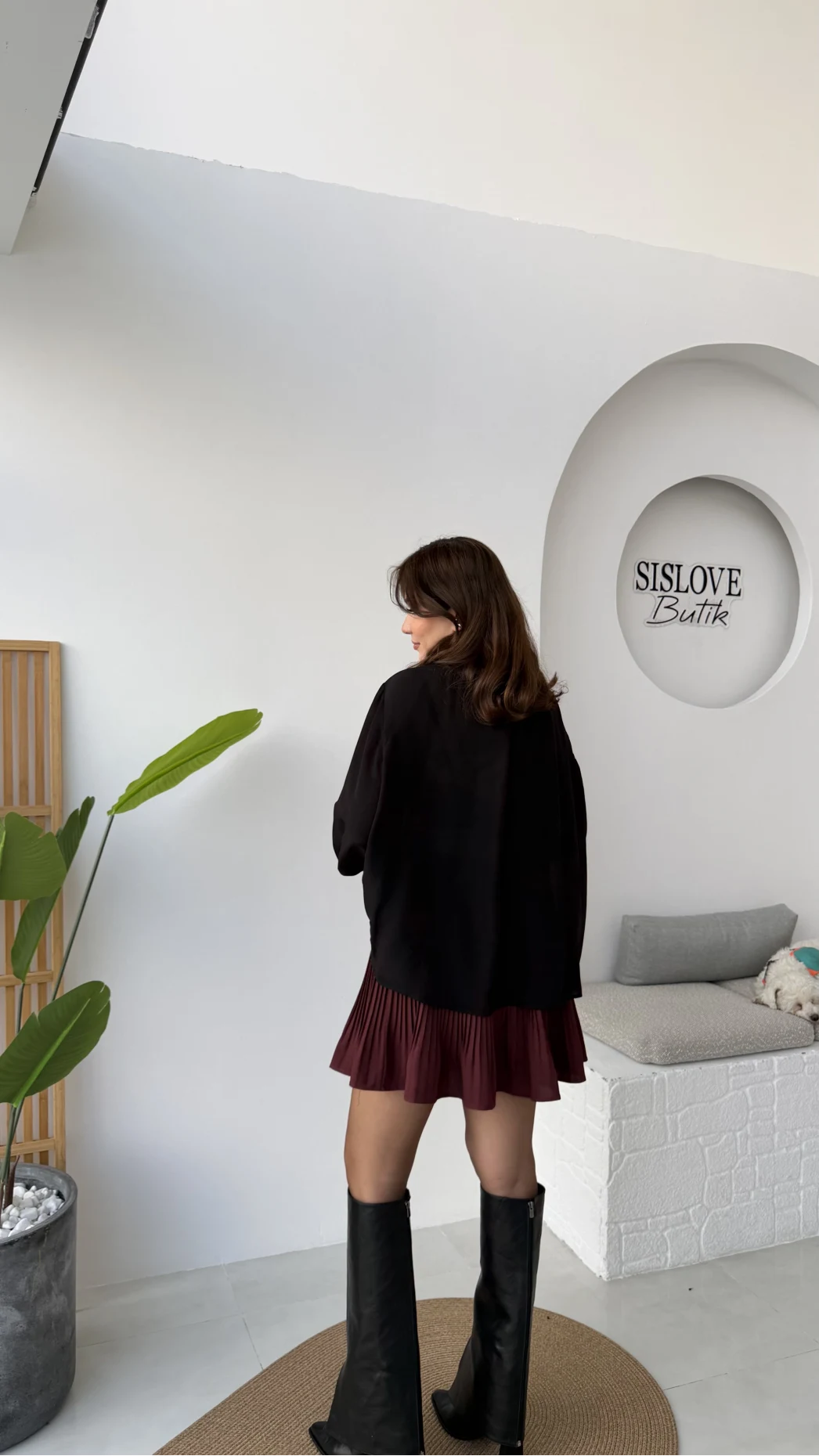 Clara Piliseli Şortlu Etek - Mürdüm - Kod: 0810