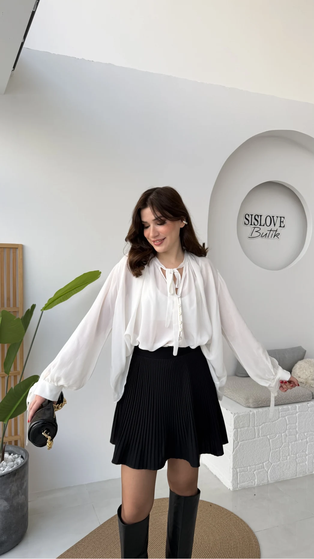 Clara Piliseli Şortlu Etek - Siyah - Kod: 0810