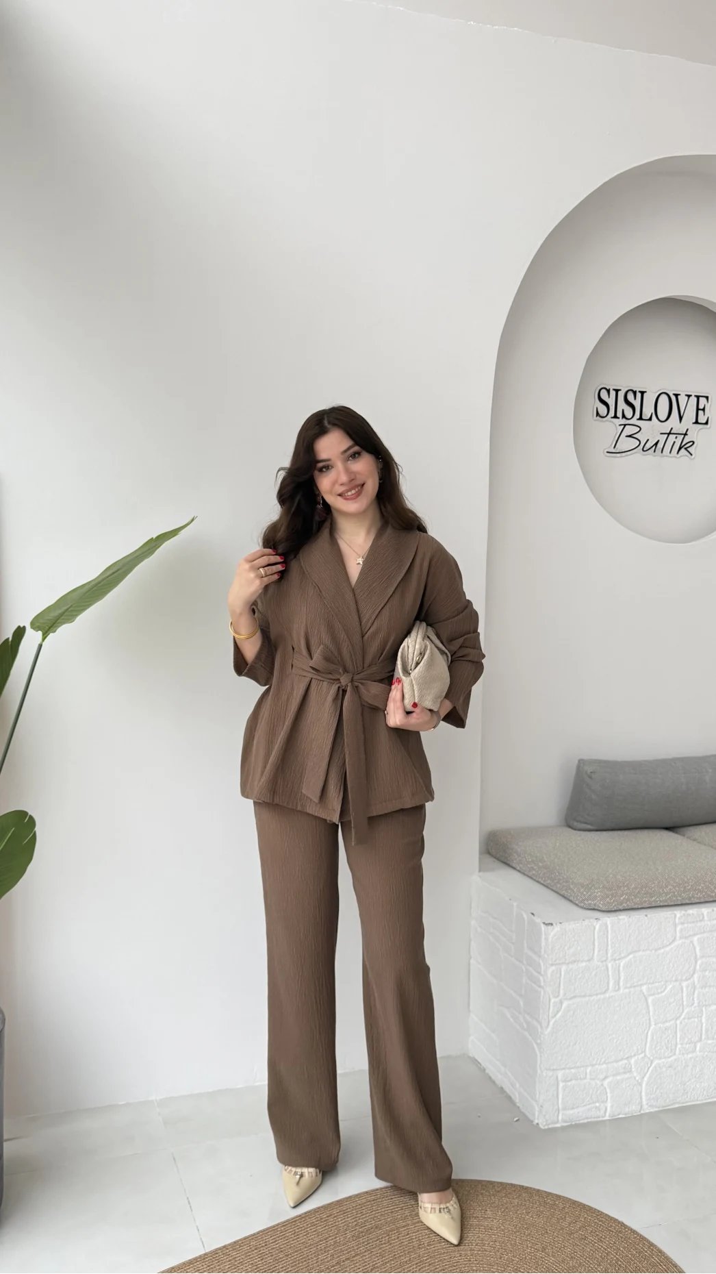 Ruth Kimono Takım - Kahve - Kod: 51277