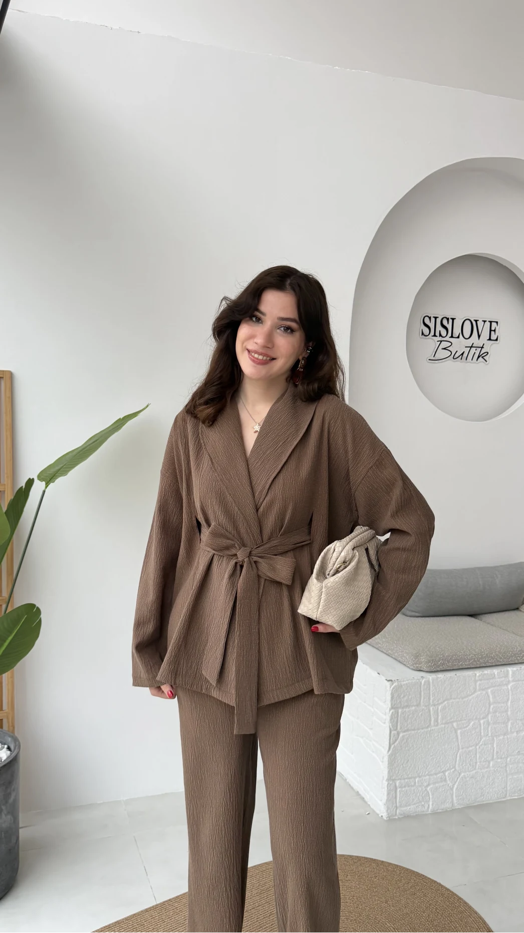 Ruth Kimono Takım - Kahve - Kod: 51277