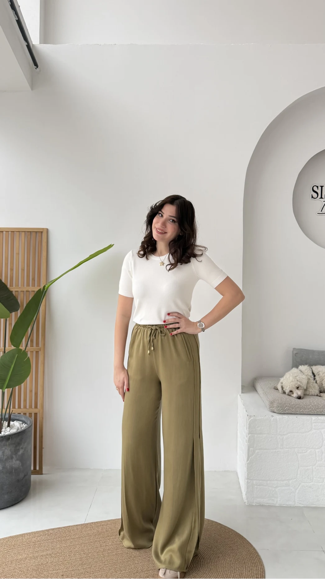 Best Beli Lastikli Paça Detaylı Pantolon - Haki - Kod: 51283