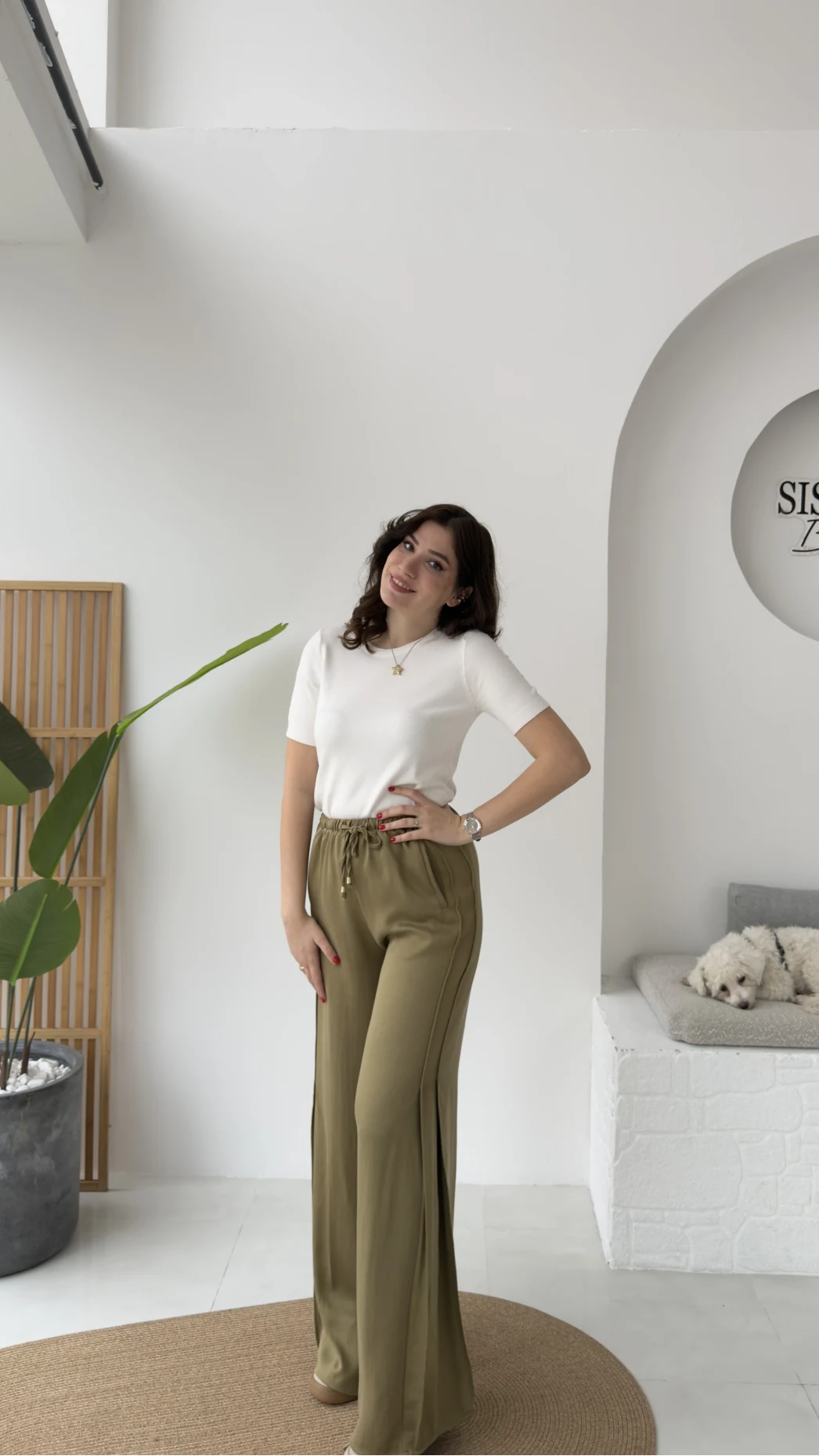 Best Beli Lastikli Paça Detaylı Pantolon - Haki - Kod: 51283