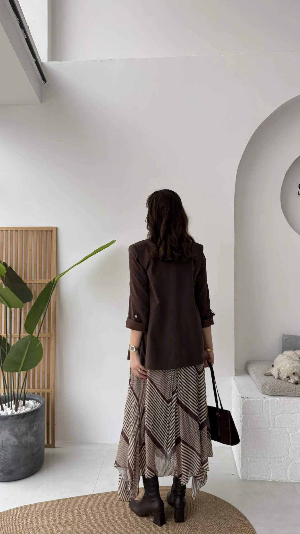 Kol Detay Blazer Ceket - Kahverengi - Kod: 7040