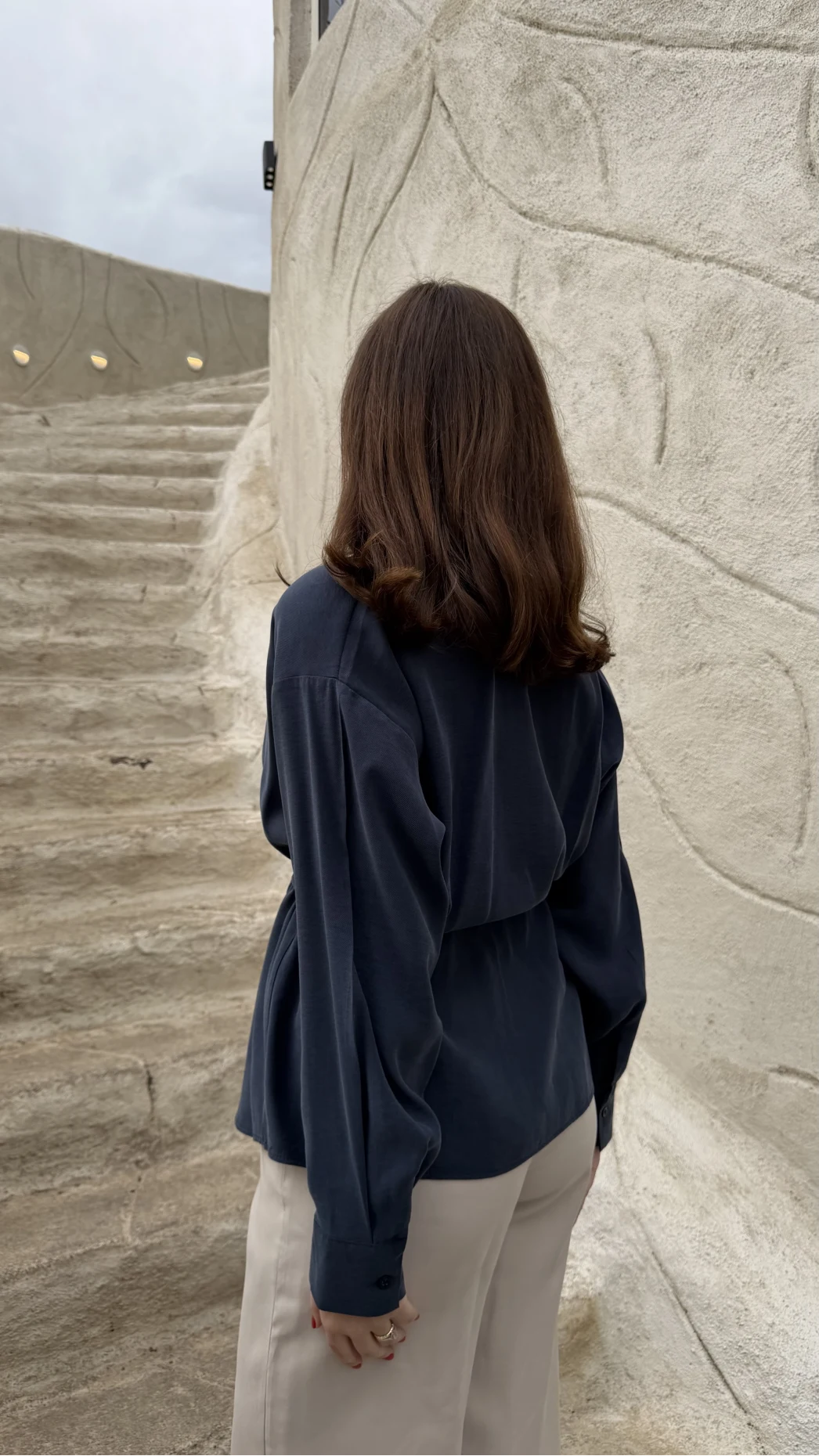 Tracy Belden Bağlamalı Gömlek - Lacivert - Kod: 2202