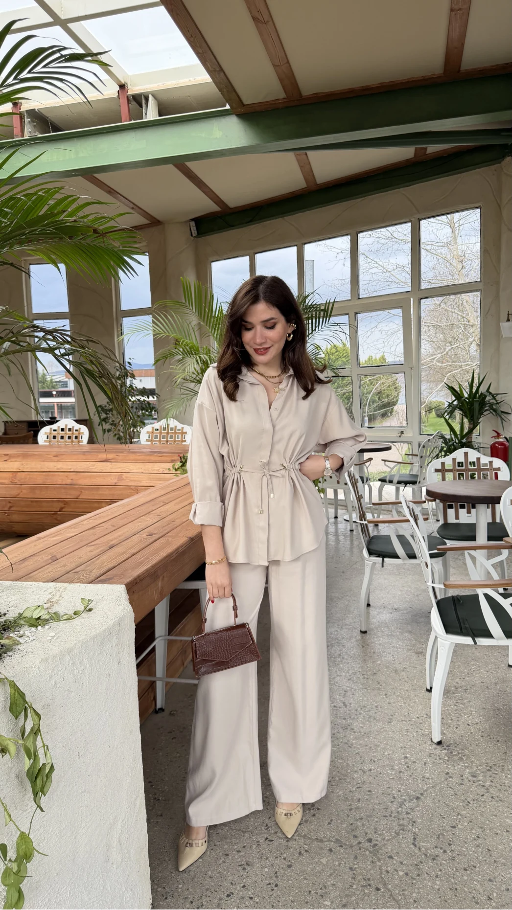 Lorenzo Beli Lastikli Modal Pantolon - Taş - Kod: 4044