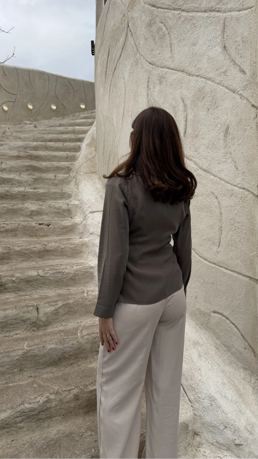 Aksesuar Detay Kimono Gömlek - Haki - Kod: 2203