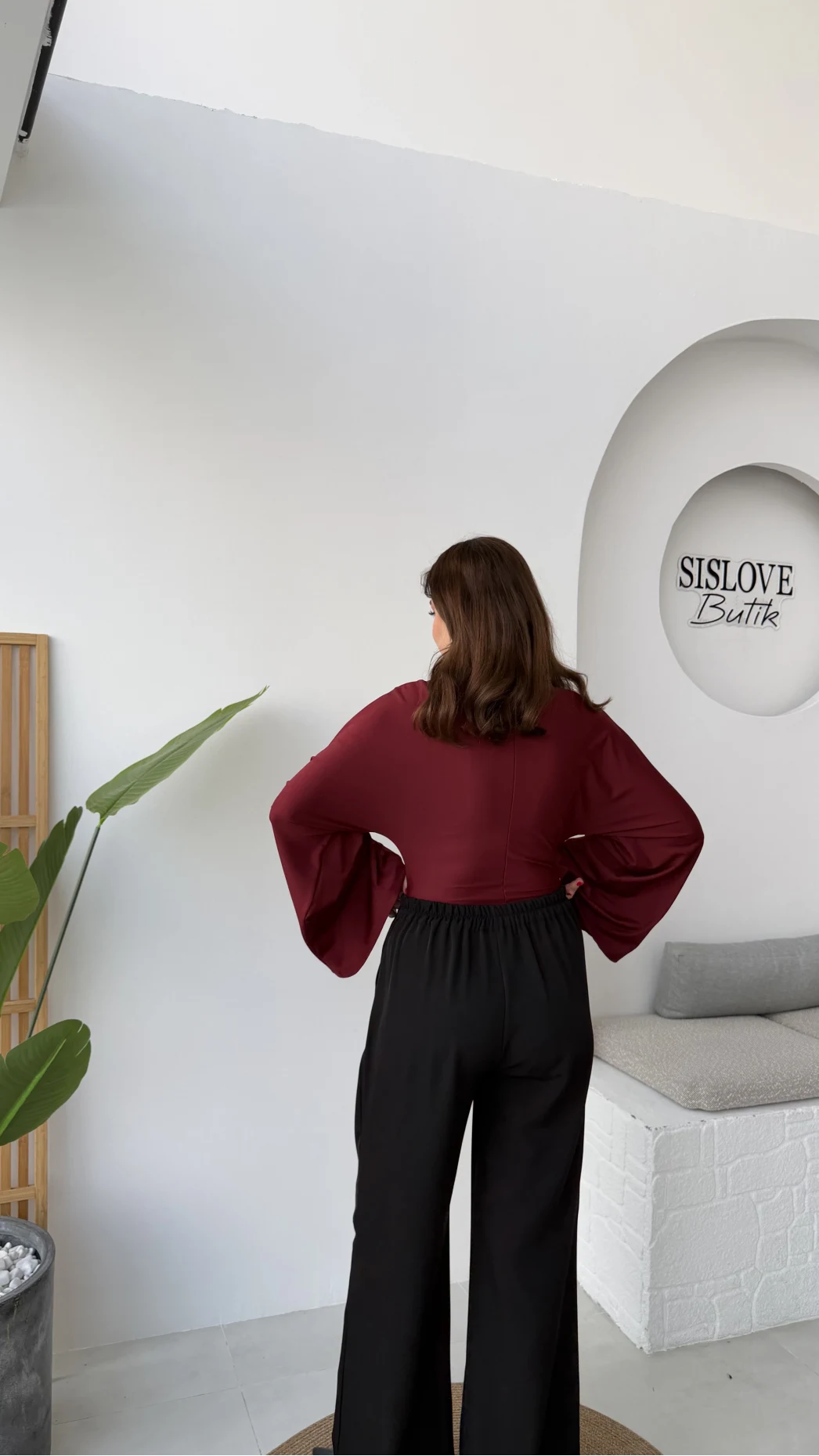 Murph Dökümlü Palazzo Kumaş Pantolon - Siyah - Kod: 26402