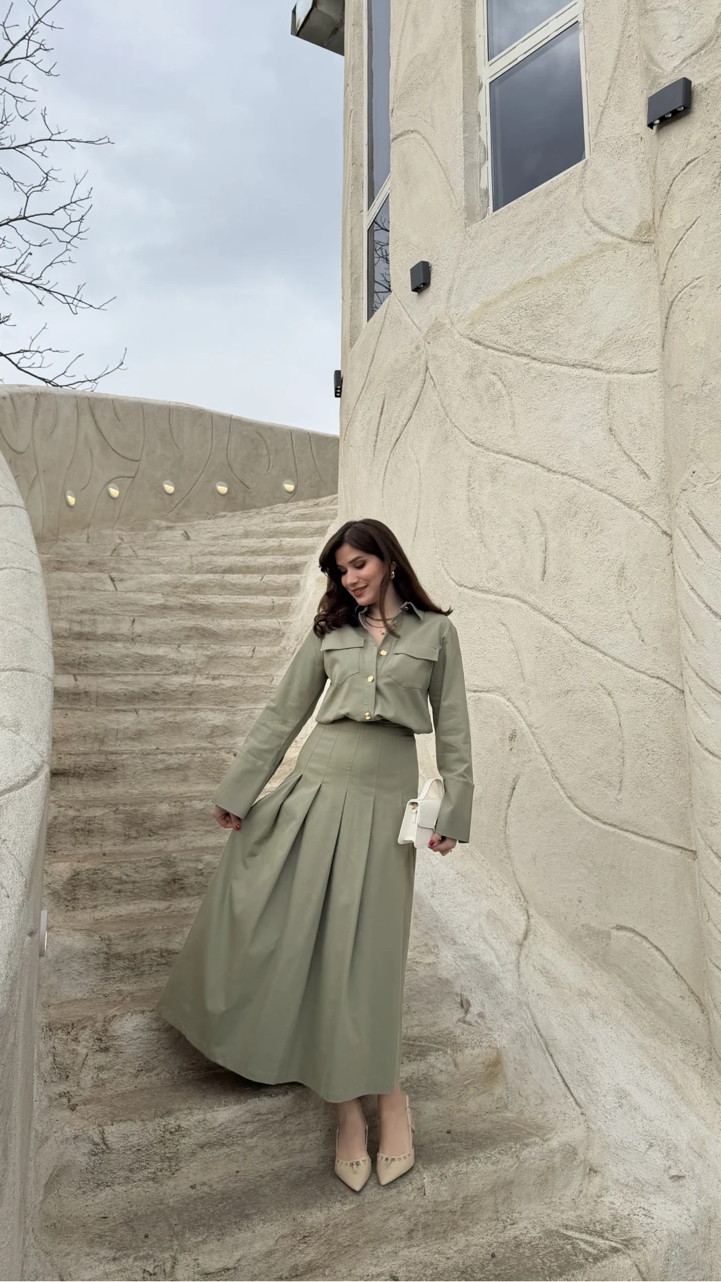 Loretta Pileli Etek Gömlek Takım - Mint - Kod: 266004