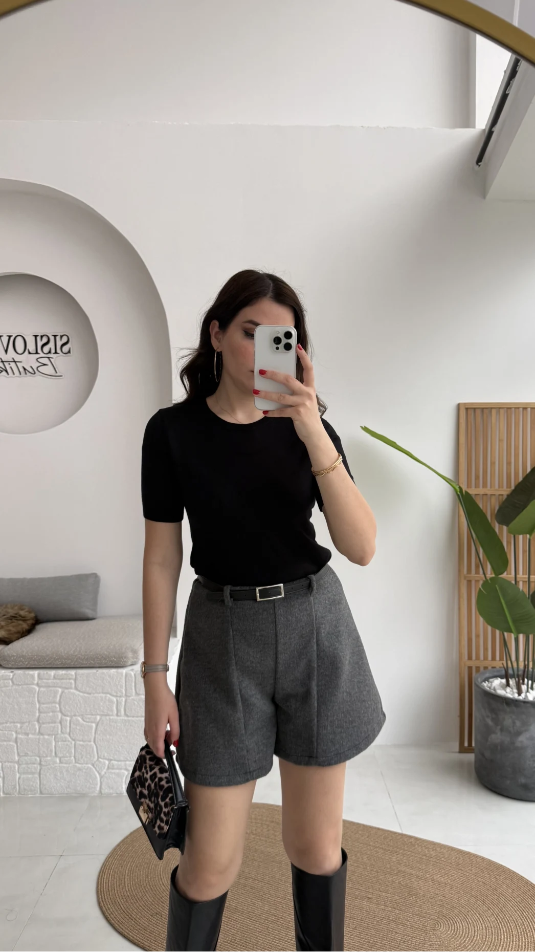 Kemerli Kaşe Şort - Antrasit - Kod: 312118