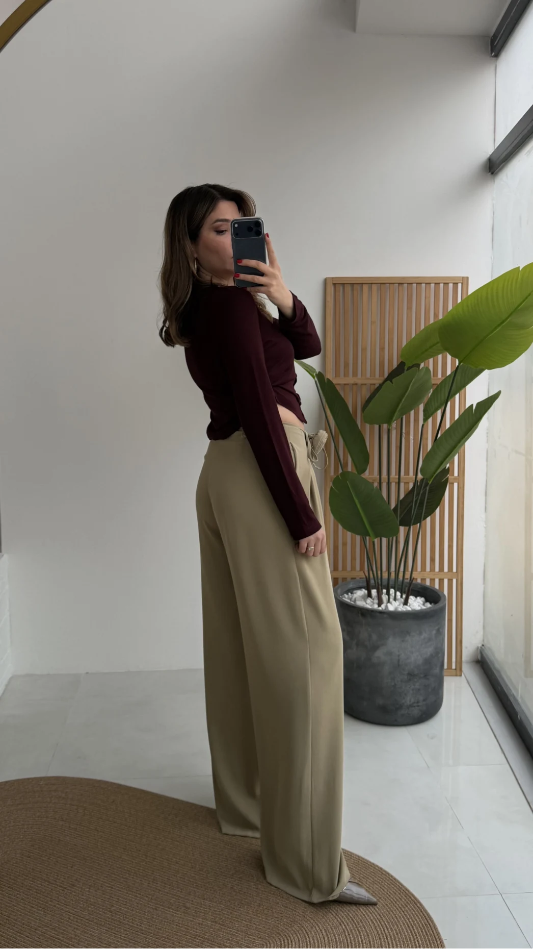 Gül Detay Bağcıklı Pantolon - Çağla Yeşili - Kod: 3902