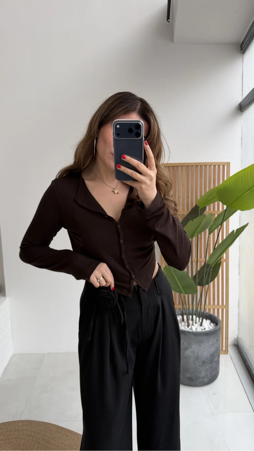 Dilvin Düğmeli Triko Hırka - Koyu Kahve - Kod: 31413