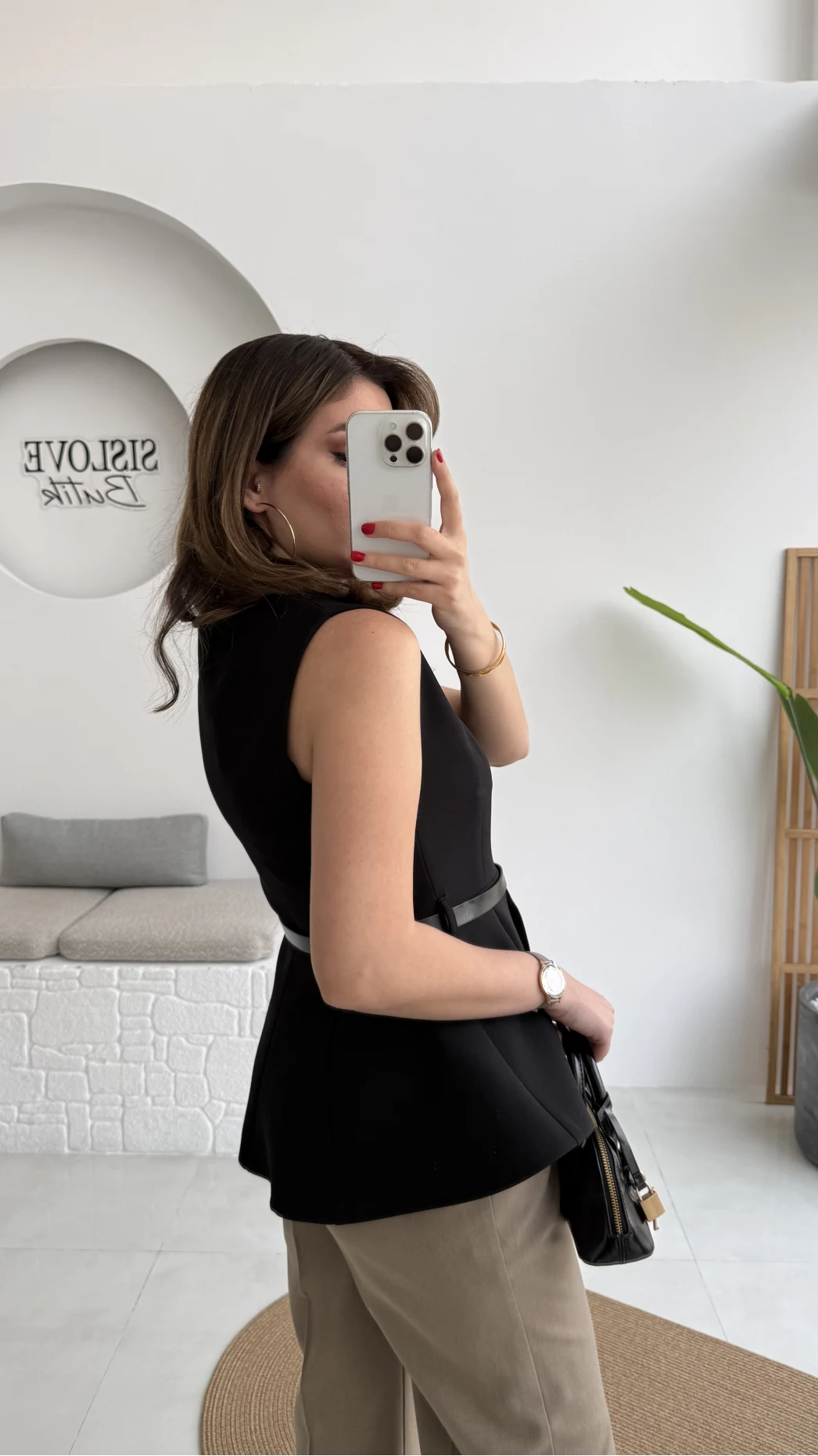 Kemer Detay Gold Düğmeli Yelek - Siyah - Kod: 9682