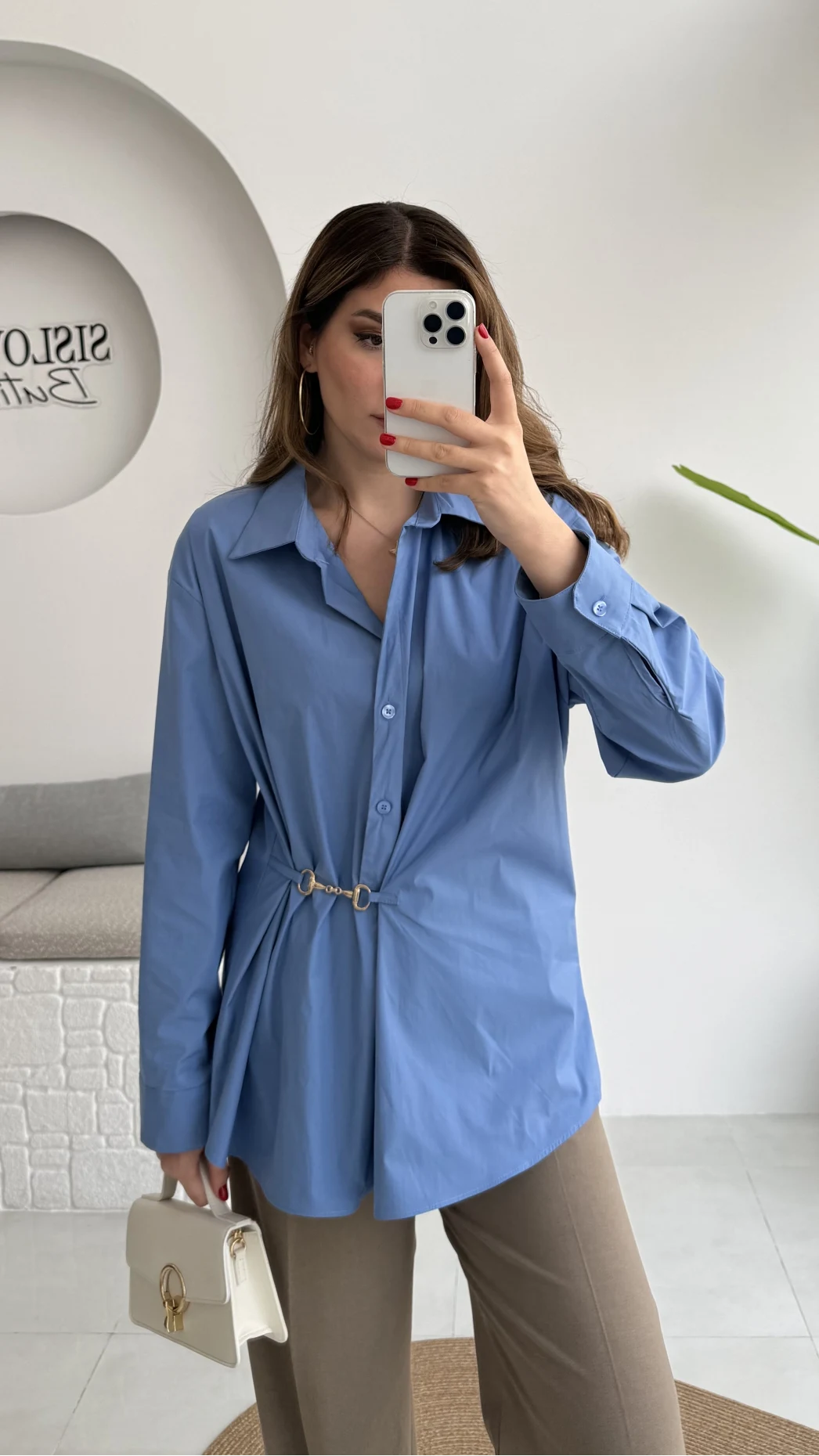 Marley Toka Detay Gömlek - Mavi - Kod: 5019