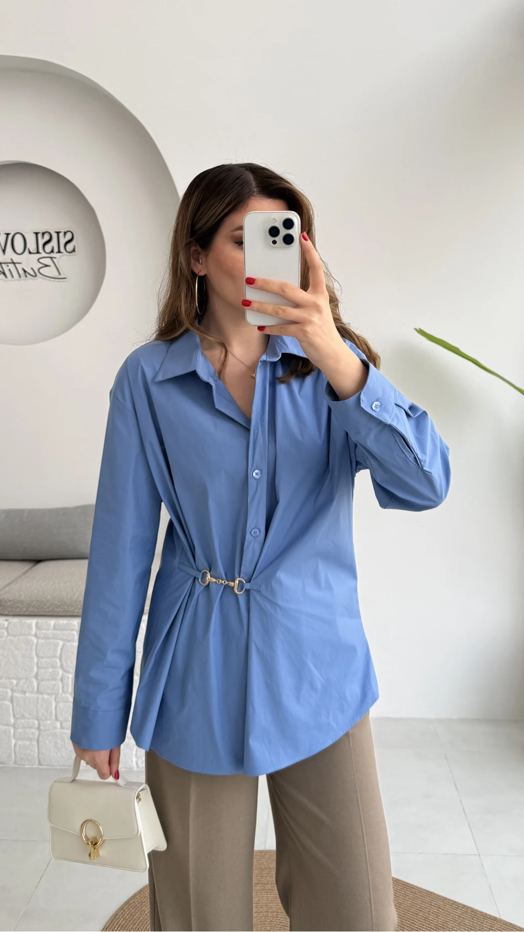 Marley Toka Detay Gömlek - Mavi - Kod: 5019