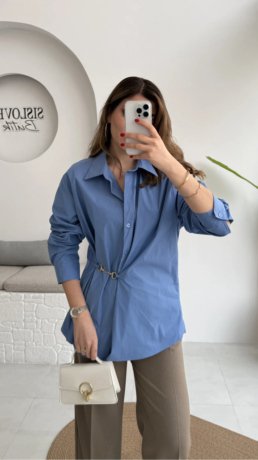 Marley Toka Detay Gömlek - Mavi - Kod: 5019