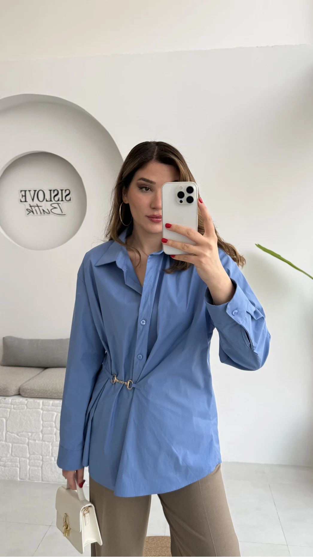 Marley Toka Detay Gömlek - Mavi - Kod: 5019