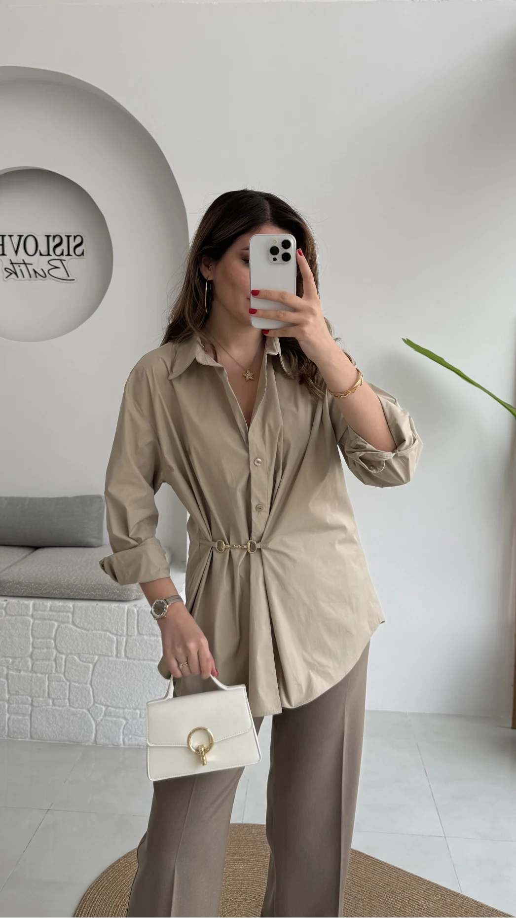 Marley Toka Detay Gömlek - Grej - Kod: 5019