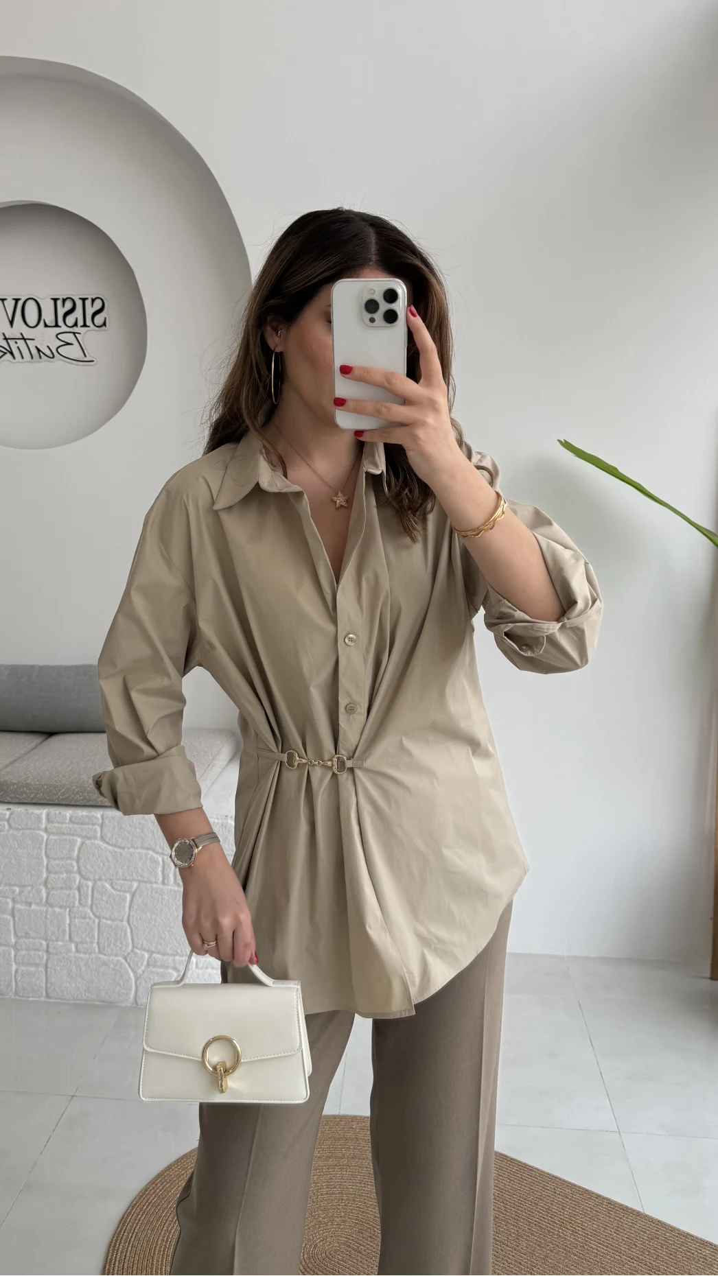 Marley Toka Detay Gömlek - Grej - Kod: 5019