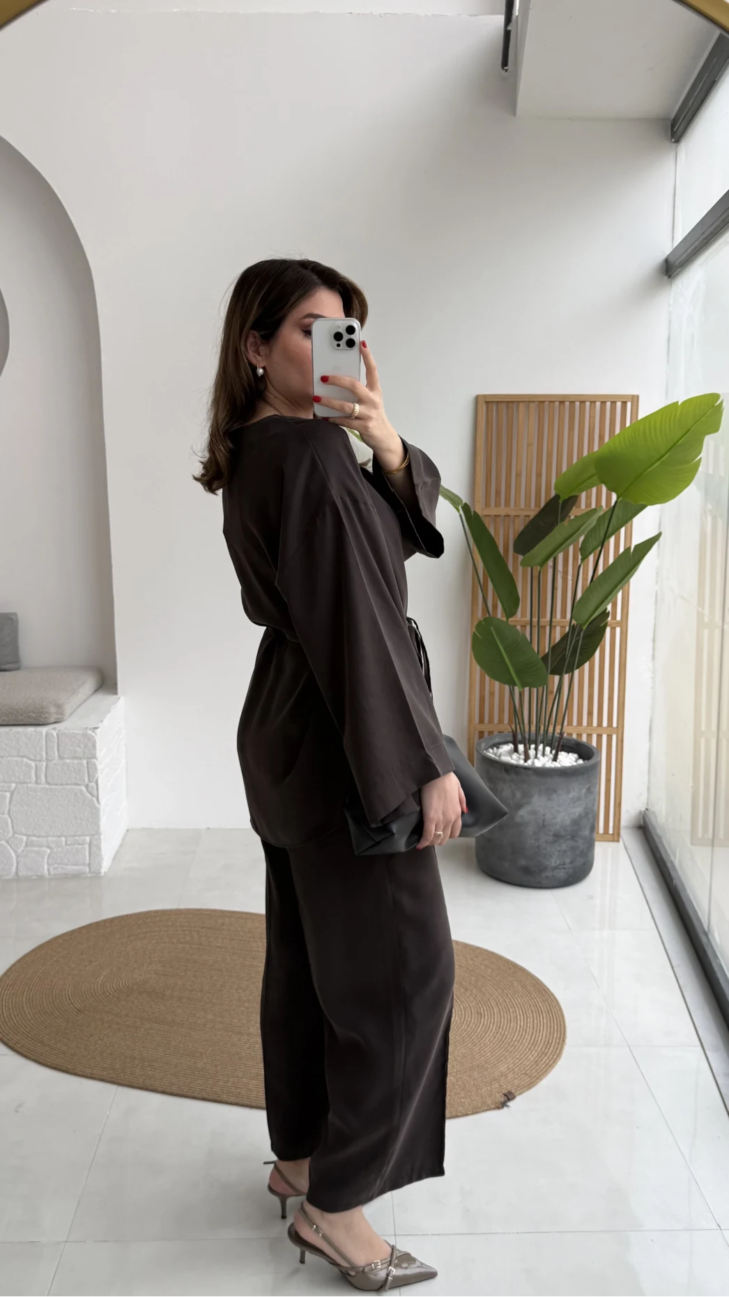 ÖN SİPARİŞ Palermo Bağcıklı Düğmeli Takım - Acı Kahve - Kod: 8916