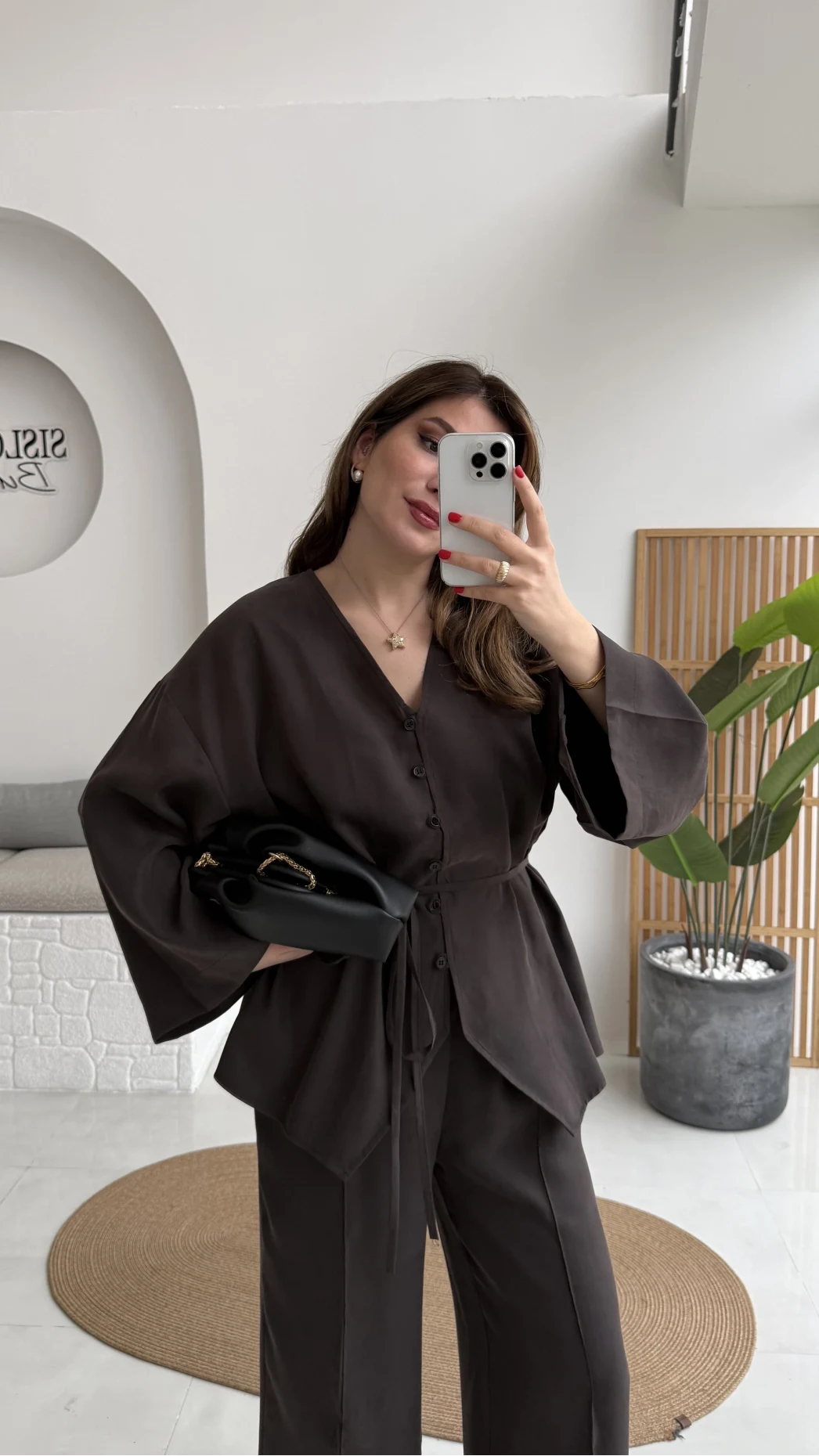 ÖN SİPARİŞ Palermo Bağcıklı Düğmeli Takım - Acı Kahve - Kod: 8916