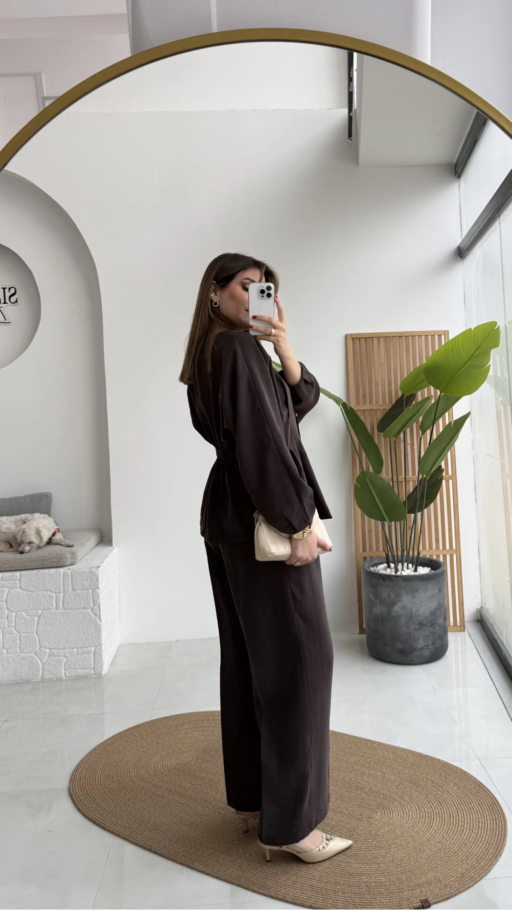 Stellaa Pile Dikişli Takım - Kahve - Kod: 8930