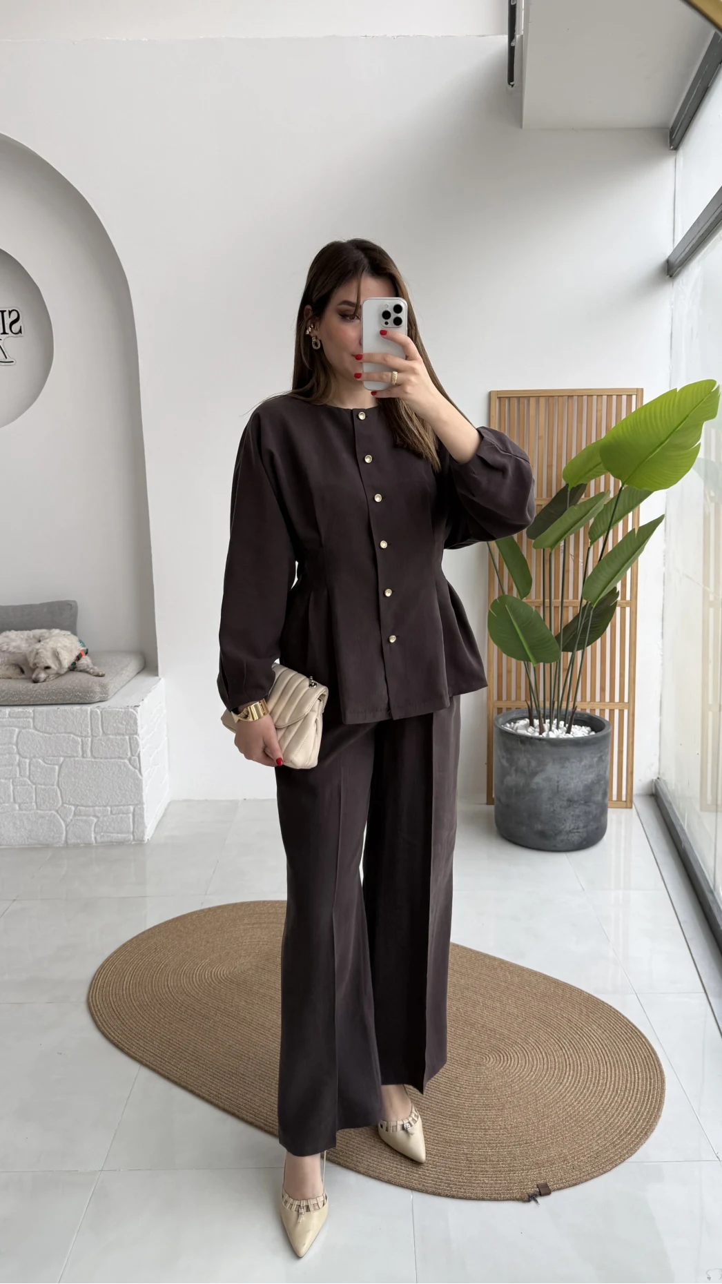 Stellaa Pile Dikişli Takım - Kahve - Kod: 8930