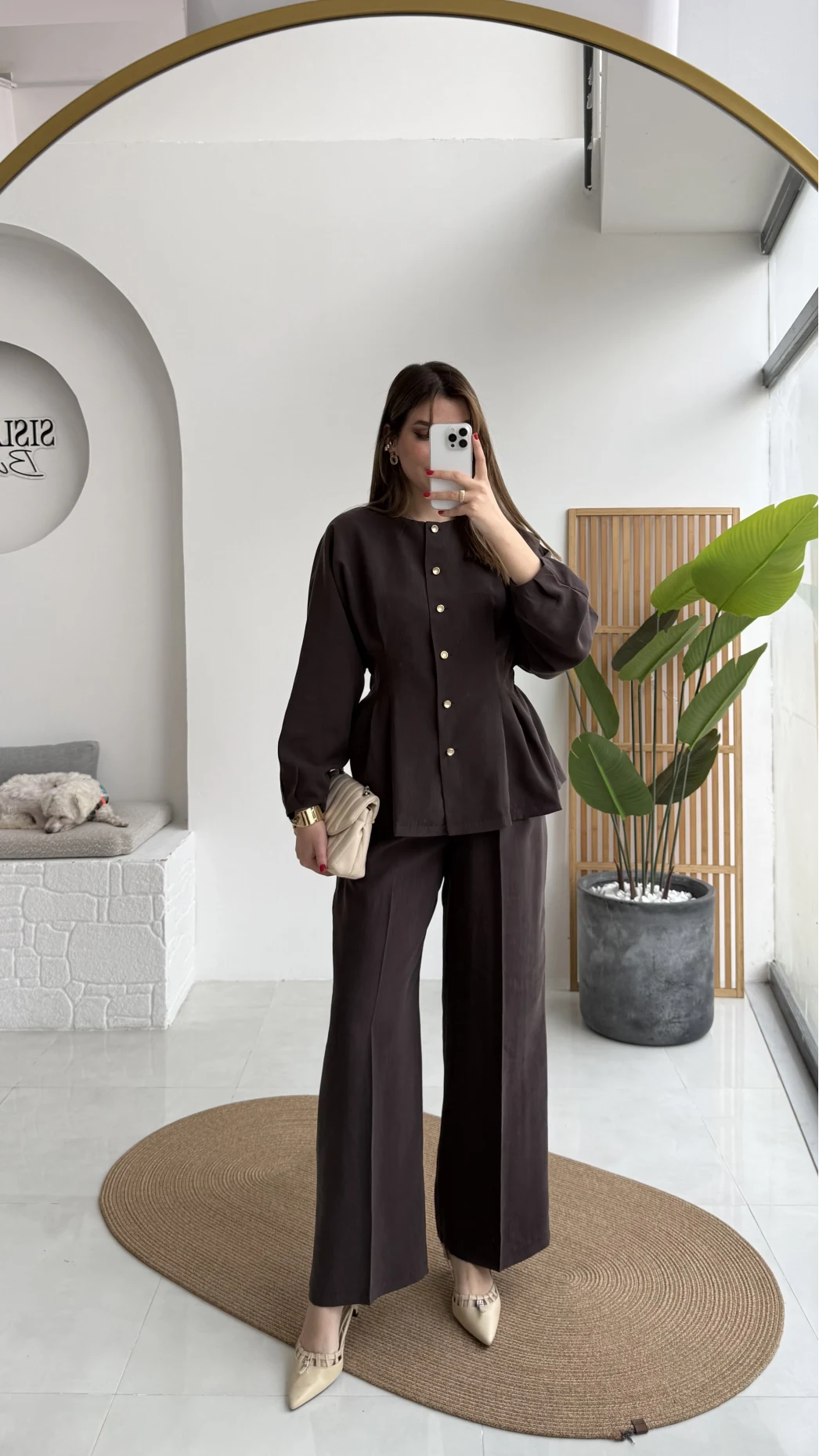 Stellaa Pile Dikişli Takım - Kahve - Kod: 8930