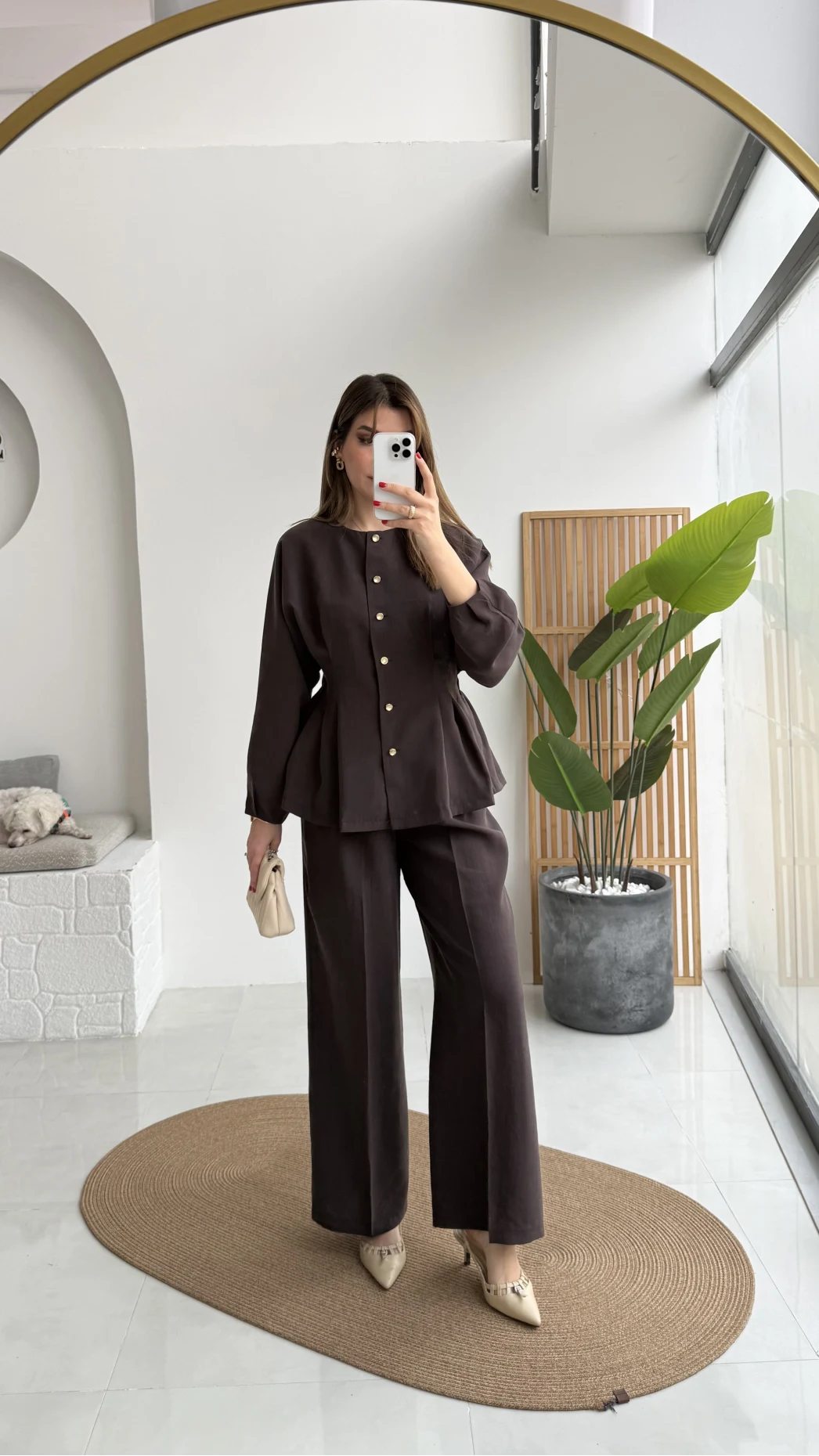 Stellaa Pile Dikişli Takım - Kahve - Kod: 8930