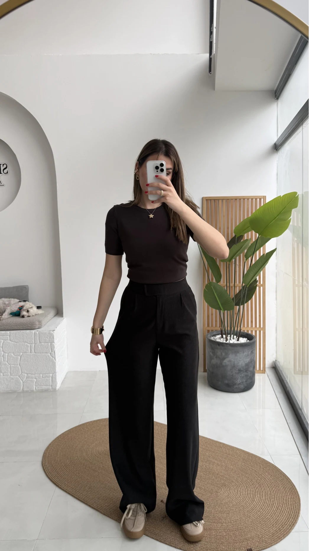 Kadife Cırt Detay Pantolon - Siyah - Kod: 3997