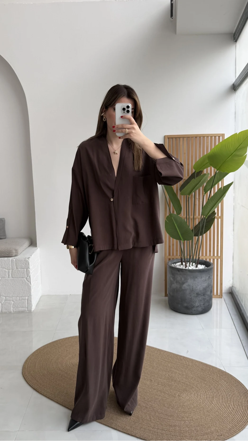 Boschetto Tencel Takım - Kahve - Kod: 51260