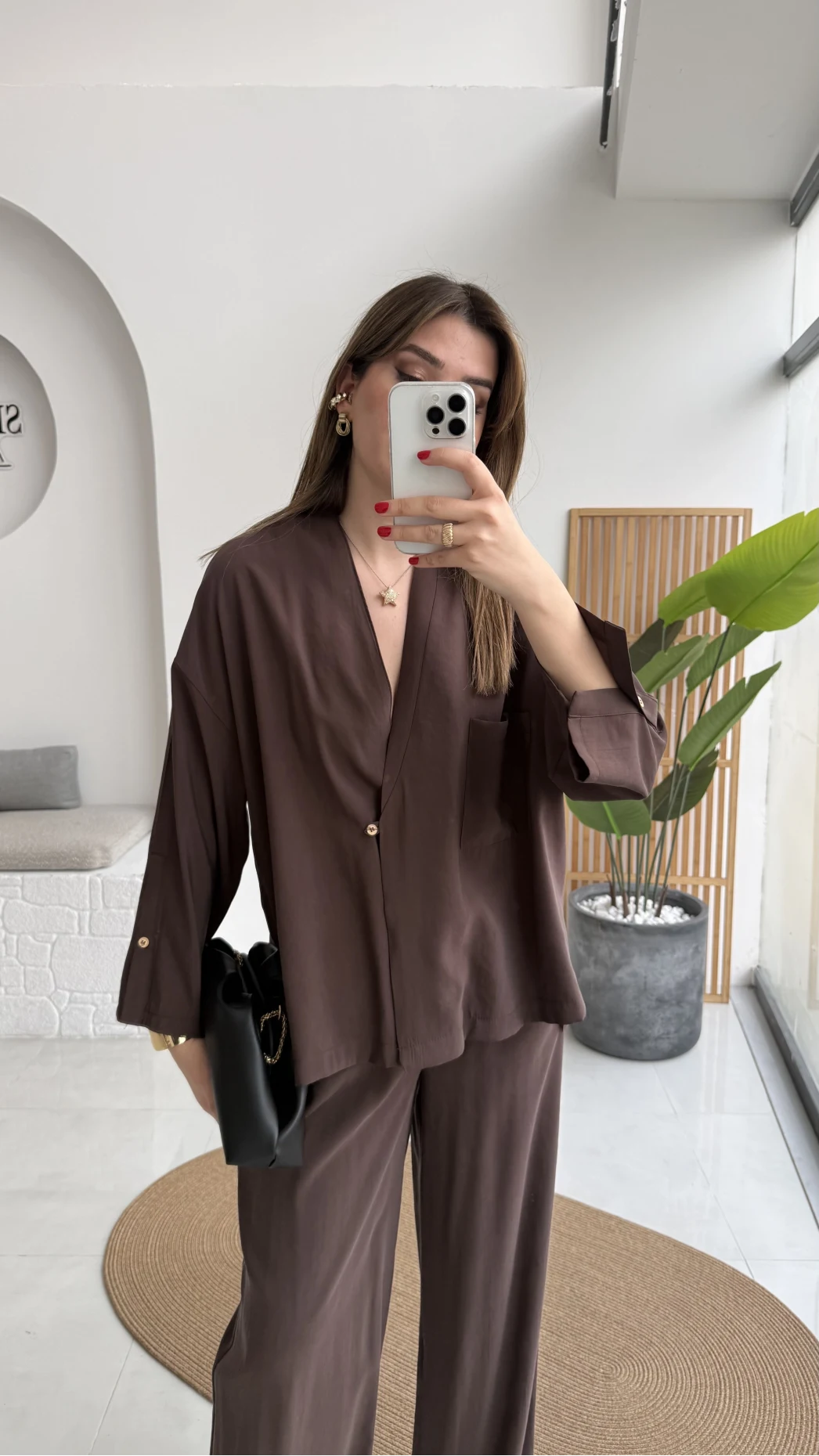 Boschetto Tencel Takım - Kahve - Kod: 51260