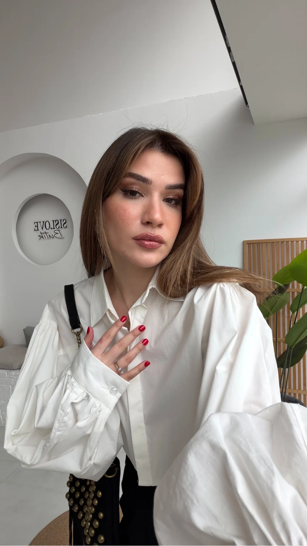 Crop Balon Kol Poplin Gömlek - Beyaz - Kod: 5008